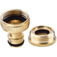 thumbnail image 3 of Rawiri Latón 3/4 '' y 1/2 '' BSP 2 en 1 Grifo de riego atornillado Conector de grifo de flujo de nariz Adaptador de grifo roscado Paquete de 2, 3 of 6