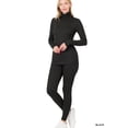 thumbnail image 2 of Zenana Women's Soft Fabric Mock Neck Long Sleeve Top & Leggings - 2 Pieces Tracksuit Set, 2 of 3
