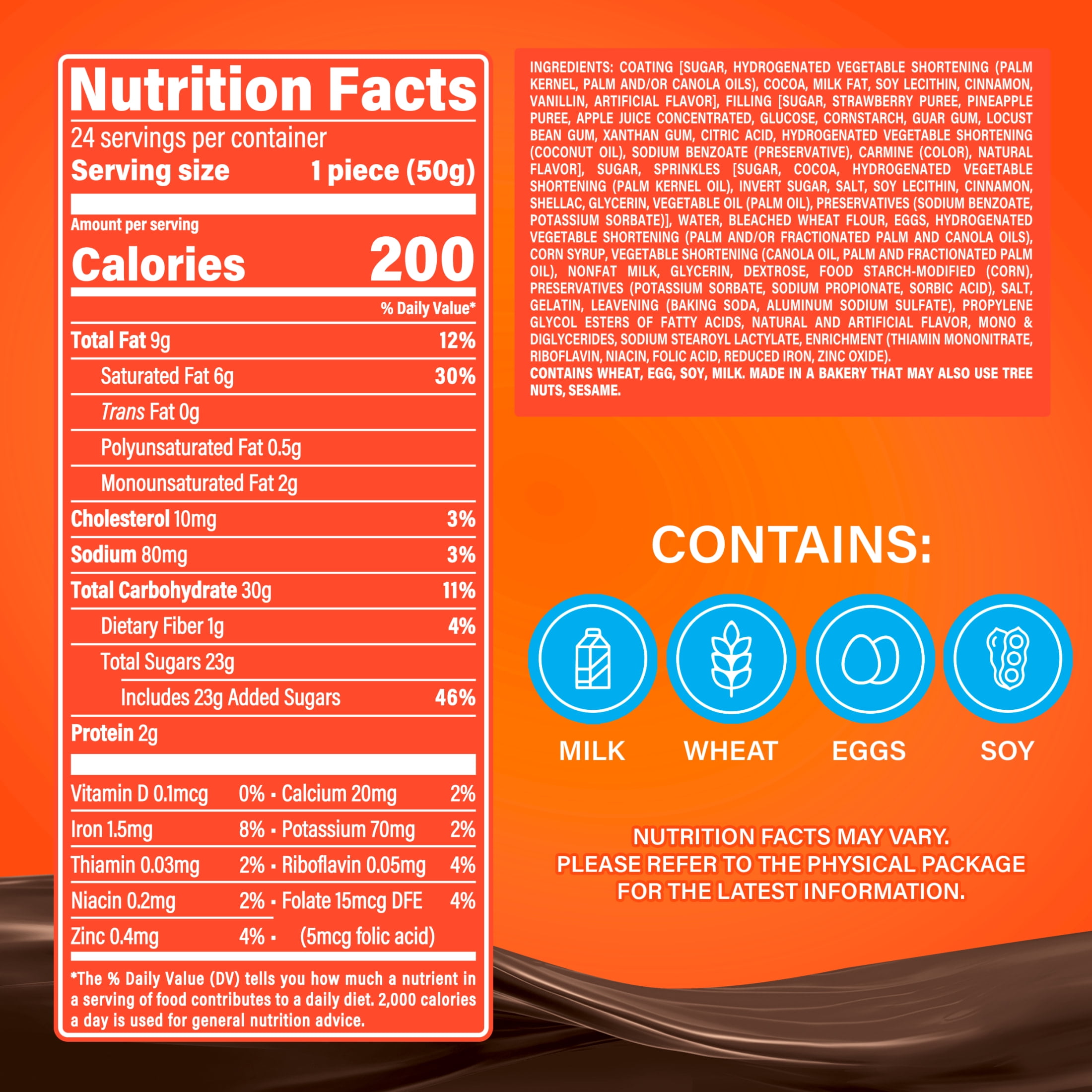 Marinela Gansito Strawberry Filled Snack Cake, 24 packs, Chocolate Flavored Covered Snack Cakes, 42.24 oz Multipack