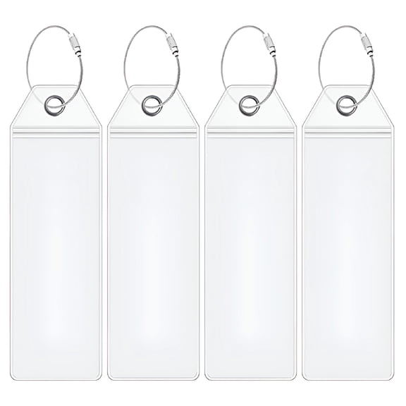 DESIGNICE 4 Clear Plastic Luggage Tags for Travel