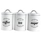 thumbnail image 4 of Organizador de café, té y azúcar, estilo rústico, juego de 3 botes de hojalata herméticos Blanco, 4 of 7