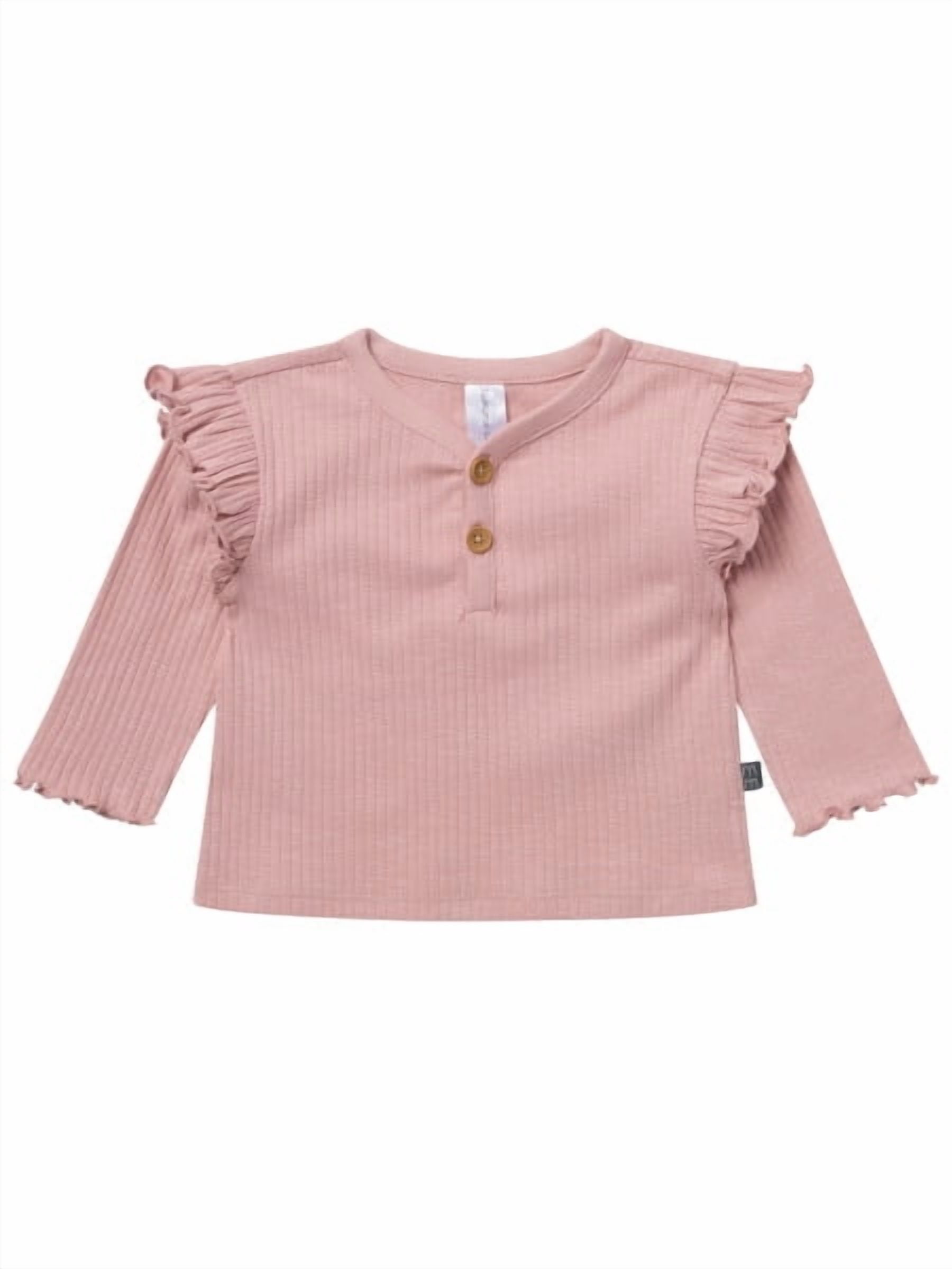 Modern Moments by Gerber Baby Girl Henley Ruffle Top With Pants, sizes 0/3 Months - 24 Months&nbsp;