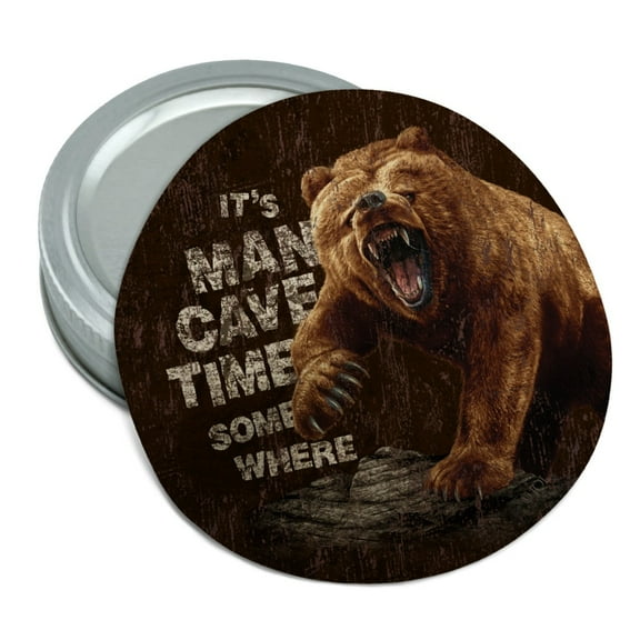 It's Man Cave Time Somewhere Bear Round Rubber Non-Slip Jar Gripper Lid Opener