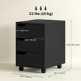 thumbnail image 3 of HOMCOM 3-Drawer Filing Cabinet with Wheels, Mobile File Cabinet, Black, 3 of 10