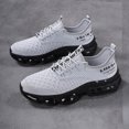thumbnail image 4 of Men's All Black Woven Knit Lace Up Running Sneakers, Air Cushion Shock Absorbing Breathable Athletic Walking Shoes, 4 of 5