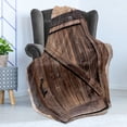 thumbnail image 4 of Rustic Soft Flannel Fleece Throw Blanket, Aged Wooden Sliding Barn Door Vintage Texture Architectural Farm House Print, Cozy Plush for Indoor and Outdoor Use, 70" x 90", Brown Beige, by Ambesonne, 4 of 5