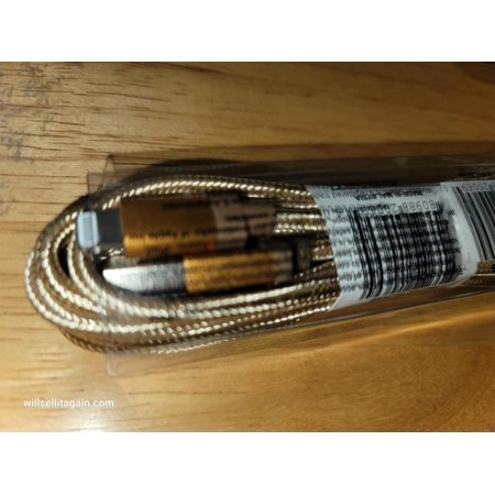 Wireless Gear USB Sync & Charge Fabric iPhone Charger 6ft (Gold)