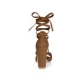 thumbnail image 3 of BLISSFUL STEP Women's Sandals Solid Crisscross Block Heels High Heel Lace up Sandals Brown 7.5, 3 of 8