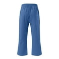 thumbnail image 4 of Timegard 2pc Capri Pants for Women Cotton Linen Elastic Waist Loose Lounge Crop Pants Pockets Solid Color, 4 of 7