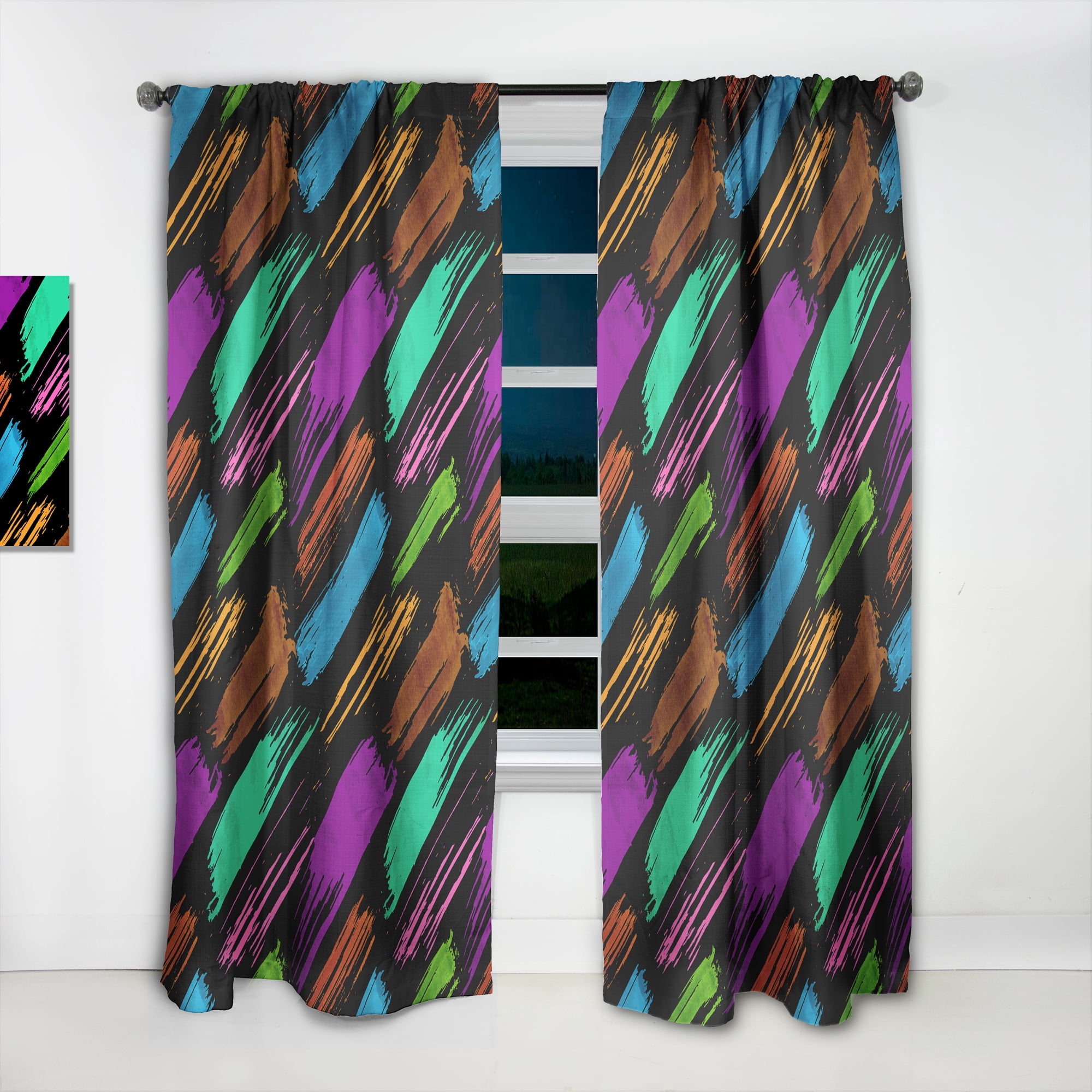 Designart 'Bituminous Impressions VI' Mid-Century Modern Curtain Panel