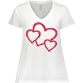 thumbnail image 3 of Inktastic Three Red Hearts Women's Plus Size V-Neck T-Shirt, 3 of 5