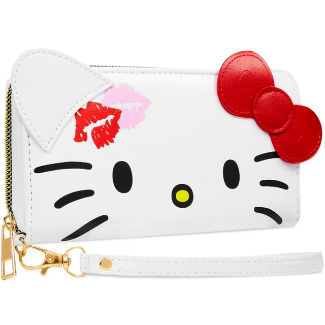 Billetera Hello Kitty con cierre perimetral, ranuras para tarjetas y bolsillo para monedas