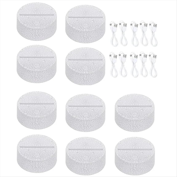 10pcs Acrylic 3D LED Lamp Base Table Night Light Base 7 Color Adjust ABS Battery or USB Operated Lighting Accessories