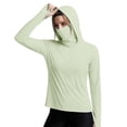 thumbnail image 2 of QATAINLAV SPF Shirts for Women Long Sleeve UPF 50+ Sun Protection Hoodies with Face Mask Lightweight Rash Guards Thumb Holes Hiking Tops Mint Green M, 2 of 7