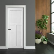 DIY Unfinished 36x80 Inch T-Style Wood Door Slab - Solid MDF Paneled Interior Door, Pre-Drilled, Primed & Ready to Assemble, Versatile Design Suitable for Various Home Styles