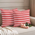thumbnail image 2 of Boho Red Stripe Outdoor Waterproof Pillow Covers, Abstract Geometric White Minimalist Decorative Square Throw Pillowcase Sofa Cushion Sham for Patio/Couch/Chair, 20"x20" 2 Pack, 2 of 8