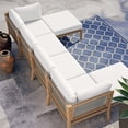thumbnail image 2 of Modway Clearwater 6-Piece Wood Fabric Outdoor Sectional Sofa - Gray/White, 2 of 14