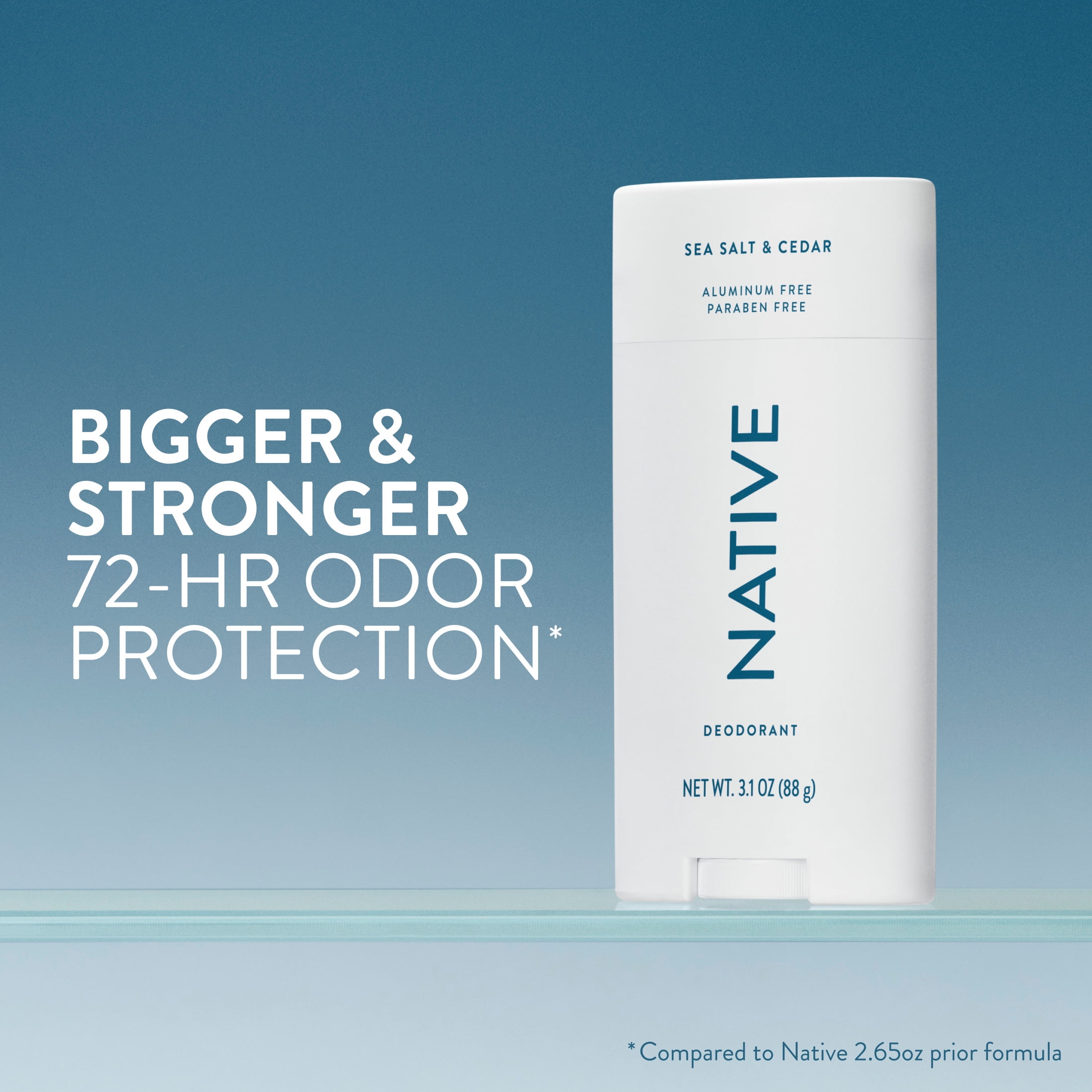 Native Deodorant For Men, Aluminum Free, 72 Hour Deodorant, Sea Salt & Cedar, 3.1 oz