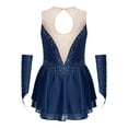 thumbnail image 4 of TSSOE Kids Girls Figure Ice Skating Dress Sleeveless Lyrical Ballet Dance Leotard Dresses with Gloves Navy Blue 12, 4 of 7