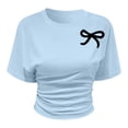 thumbnail image 3 of Tiijoy Girls Ruched Tee Bow Print Short Sleeve Crewneck T Shirt Summer Top, Sizes 3-14, 3 of 3