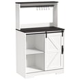 thumbnail image 3 of Fogcroll 50" Farmhouse Buffet Cabinet with Storage, Sliding Barn Door, Sideboard Cabinet with Goblet Holder, 6 Hooks Coffee Bar Cabinet for Kitchen, Living Room, 3 of 13