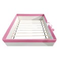 thumbnail image 4 of Harper & Bright Designs Queen Size Floor Daybed Frame with Fence and Stairs, Queen PU Upholstered Floor Bedframe for Girls Boys for Living Room, White+Pink, 4 of 12