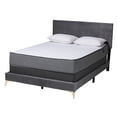 thumbnail image 2 of Baxton Studio Abberton Modern and Contemporary Grey Velvet and Gold Metal Queen Size Panel Bed, 2 of 9