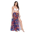 thumbnail image 2 of FORMRS Womens Long Sarong Beach Wrap Semi-Sheer Bikini Skirt Bathing Swimsuit Cover Up, Red Geometric Eagle, 2 of 7