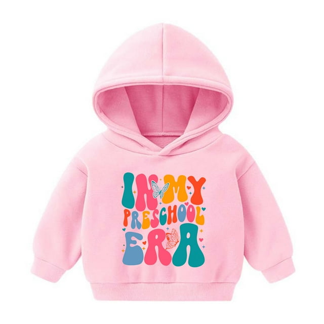 Sweat à Capuche Tendance 3-8 Ans pour Bébé Fille et Garçon Manches Longues Imprimé Rose