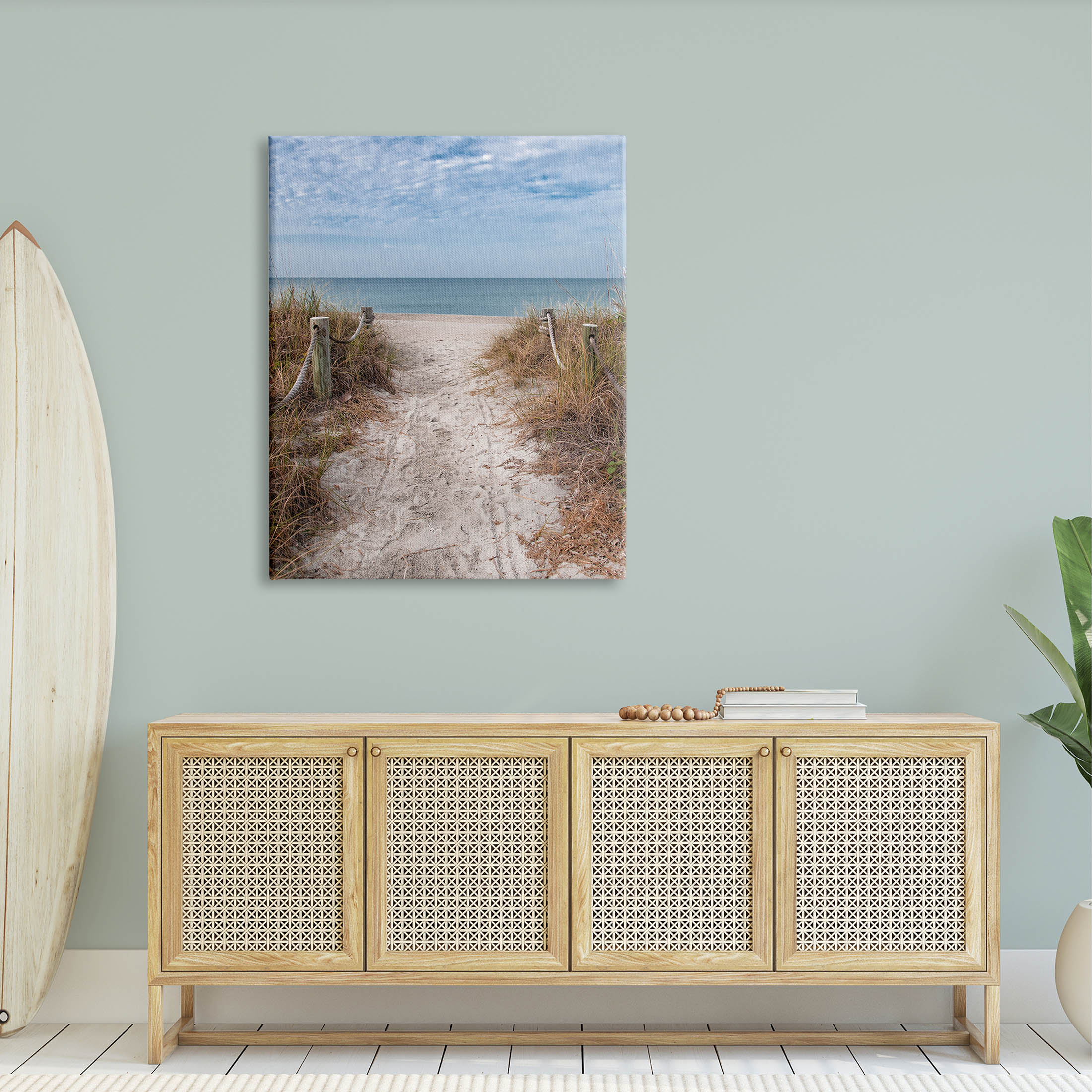 Stupell Industries Sandy Ocean Boardwalk Summer Horizon Photograph Gallery Wrapped Canvas Print Wall Art, Design by Mary Lou Photography