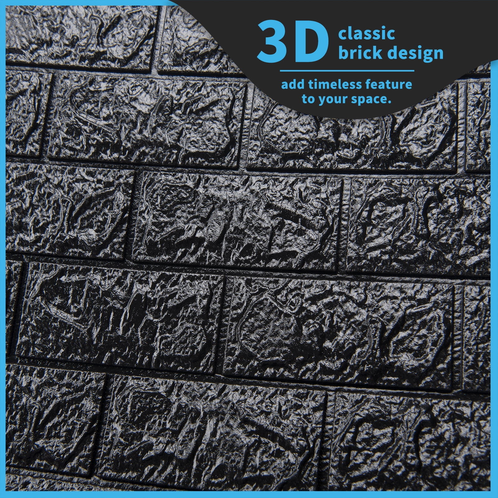 Art3d Black, Peel and Stick Wallpaper 44 Sq.ft, 30 Pieces