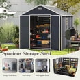 thumbnail image 3 of 8x8 FT Polypropylene Storage Shed – Heavy-Duty Waterproof Garden Shed with HD Window & Lockable Door – Dark Gray, 3 of 24