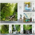 thumbnail image 2 of Nature Forest Landscape Shower Curtain Waterfall Trees Plants Tropical Jungle Scenery Bath Curtains Wall Hanging Bathroom r, 2 of 7