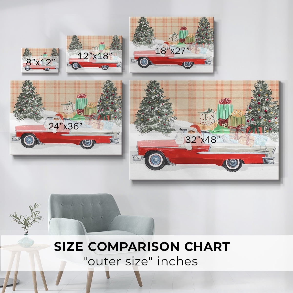 Santa on Wheels Collection A- Gallery Wrapped Canvas