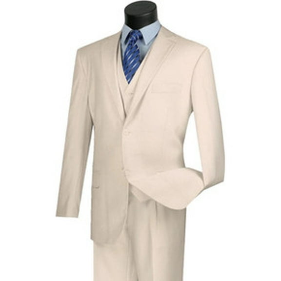 Vinci Men's Ivory Cream 3 Piece Suit Regular Fit Church Wedding V2TR
