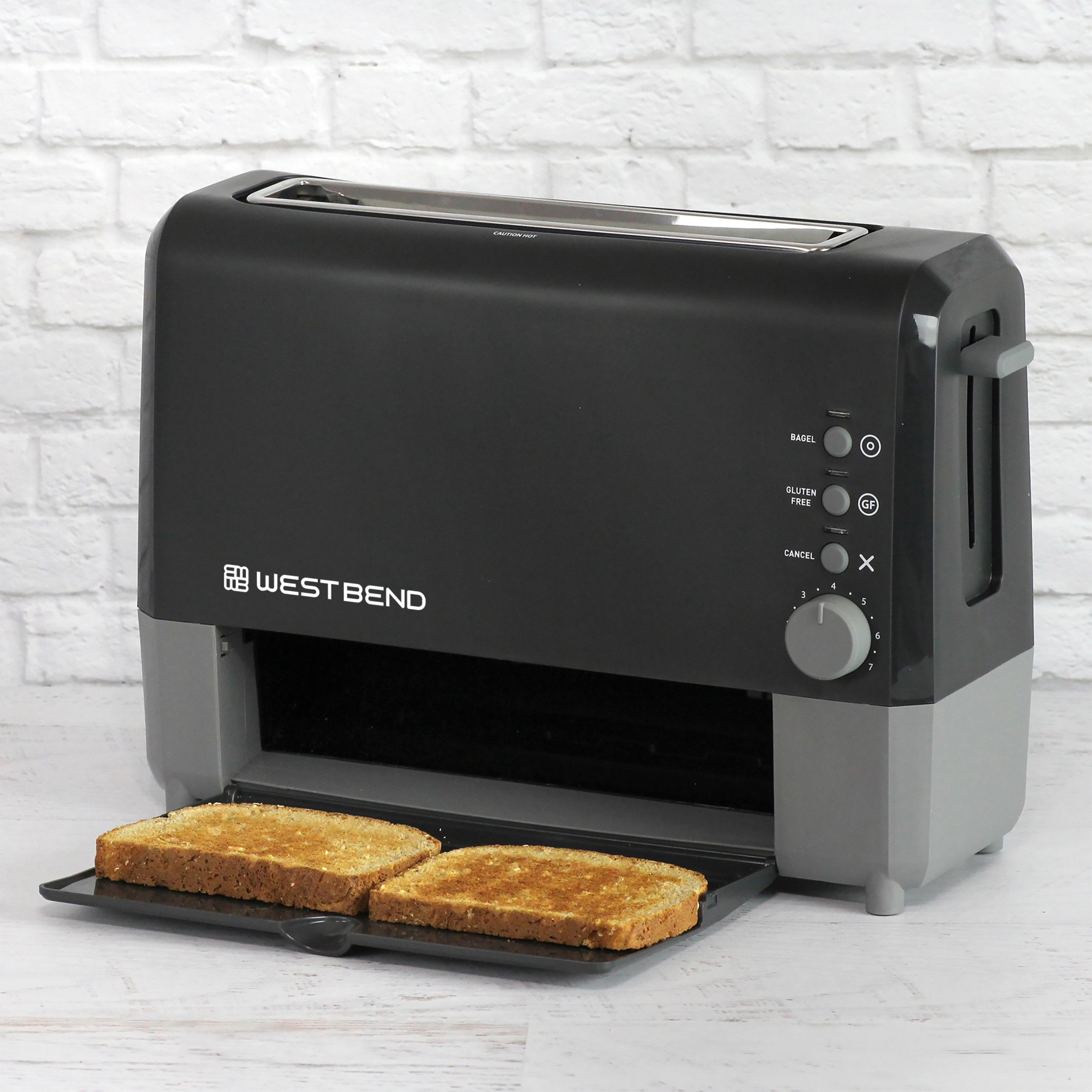 West Bend QuikServe Compact 2-Slice Toaster with Extra Wide Slots and Cool Touch Exterior, in Black (77224)