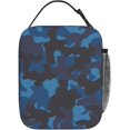 thumbnail image 3 of Blue Black Camouflage Lunch Bag for Women Men Reusable Insulated Lunch Box Portable Leakproof Thermal Lunch Tote Bags Lightweight Lunchbox with Side Pocket for Adult Office Work Picnic Hiking, 3 of 6