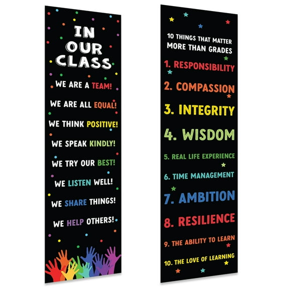 Koyal Wholesale Classic Rainbow We Are A Team Classroom Banner Sign for Teachers, Door, Wall Decor Diversity Theme, 2-Pk