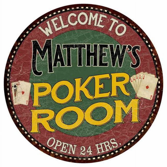 Matthew's Poker Room 14" Round Metal Sign Kitchen Bar Wall Decor 100140034419