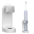 thumbnail image 3 of Soporte para cepillos de dientes eléctricos NQ 4 piezas organizador de pasta de dientes de pared autoadhesivo de plástico multifuncional, 3 of 5