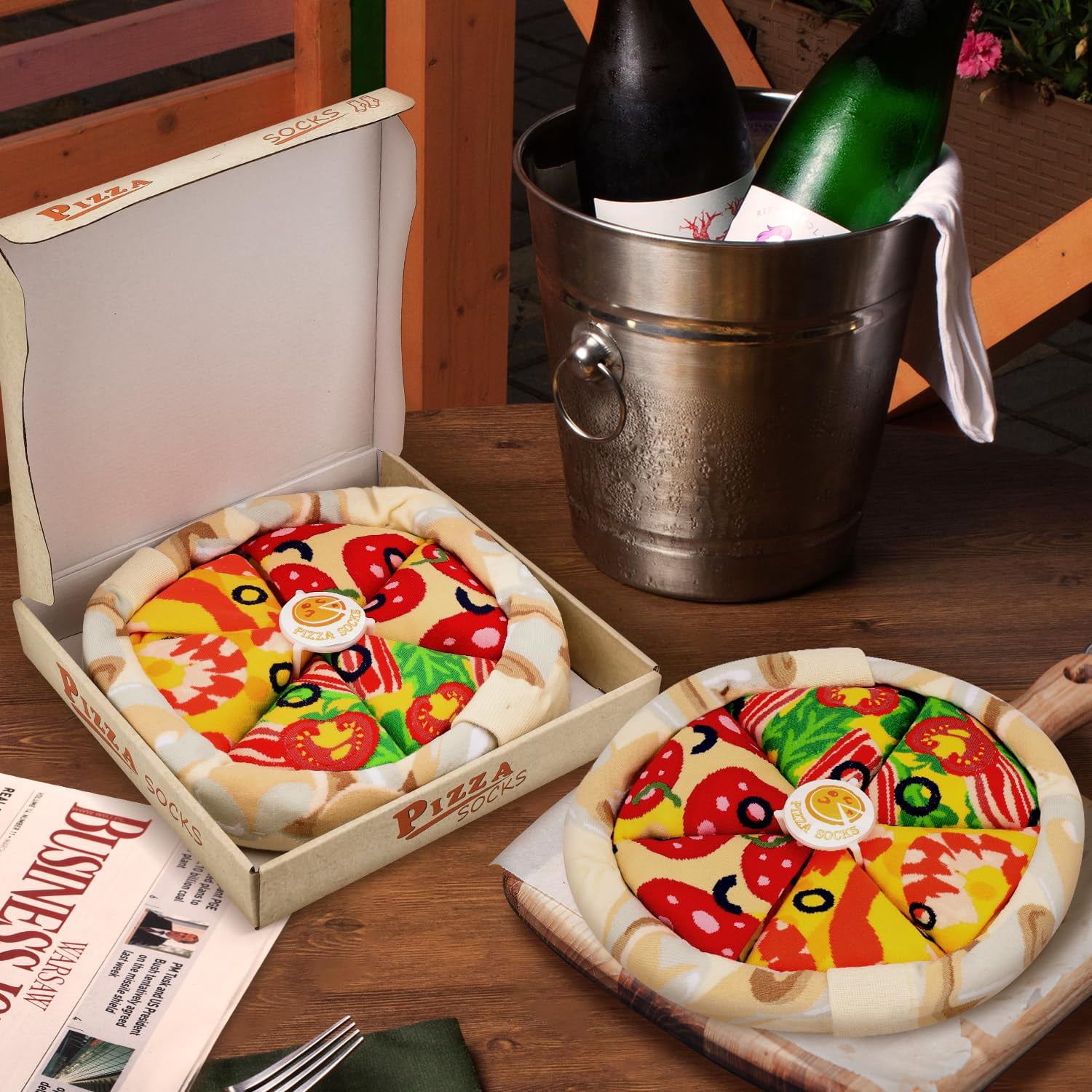 Funny Pizza Socks Box for Men Dad Women Teen Boys - Pizza Lovers Gifts Novelty Food Silly Socks-Easter Fathers Valentines Birthday Gifts Ideas Christmas Stocking Stuffers(White,4 Pairs）