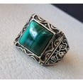 thumbnail image 5 of Malachite Mens Ring, Natural Square Malachite Ring, Silver Jewelry, 925 Silver Ring, Birthday Gift, Heavy Mens Ring, Arabic Design, Ottoman Style Ring, Christmas, Turkey Mens Signet Ring, 5 of 6