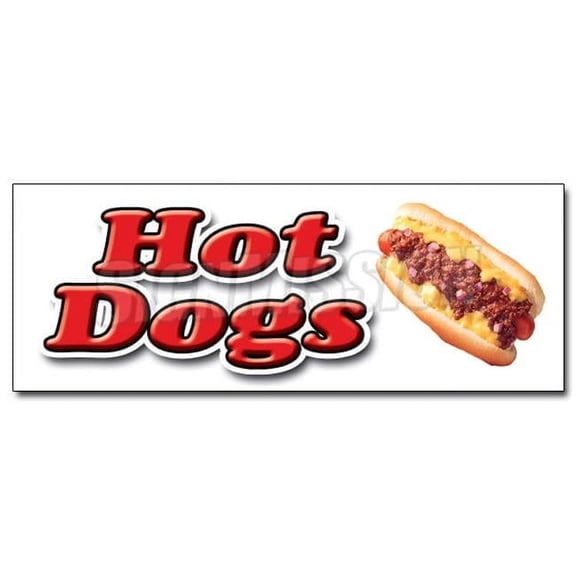 SignMission D-12 Hot Dogs 12 in. Hot Dog Decal Sticker - Hot Dogs Cart