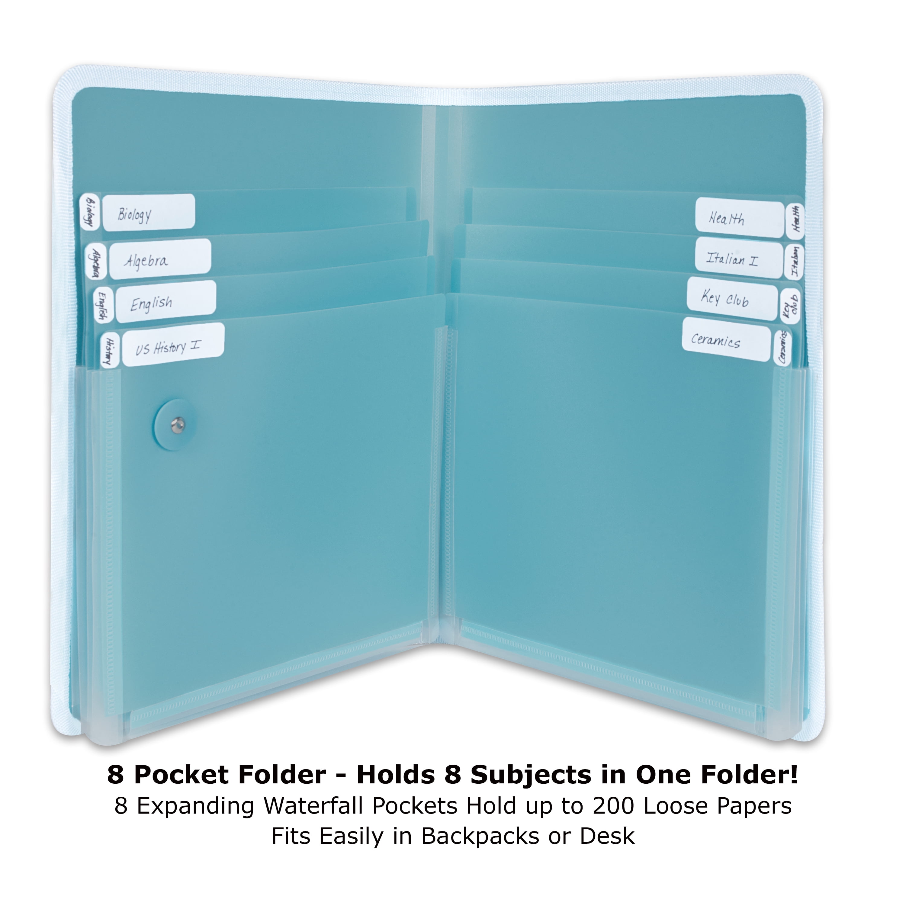 Docit 8 Pocket Folder, Blue Multi Pocket Folder