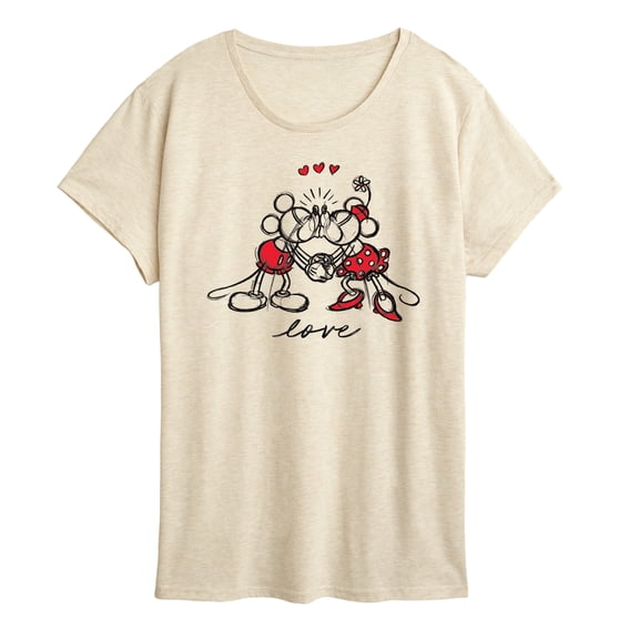Disney - Mickey Minnie Love Sketch - Women's Short Sleeve Graphic T-Shirt