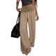 thumbnail image 3 of TaTaai Women's Fashion Loose Straight Long Pants Solid Color High Waist Patchwork Linen-Like Fabric Soft Casual Trousers for Daily and Home Occasions Gift, 3 of 6