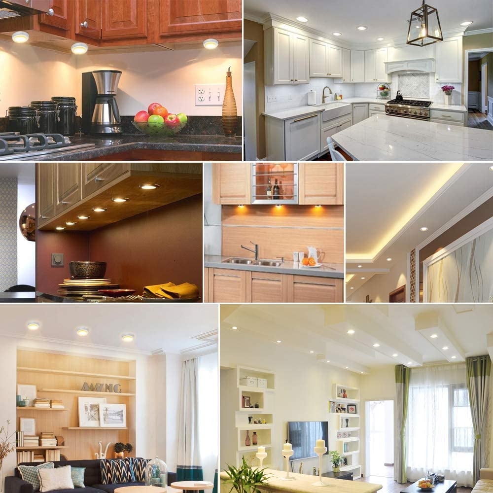 Puck Lights, Cadrim 13 Colors Changeable LED Puck lightings Battery Powered Dimmable Under Cabinet L