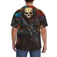 thumbnail image 7 of Balery Vibrant Skull Soldier Men's Casual Button Down Shirt Short Sleeve Textured Summer Cuban Beach Shirts-3X-Large, 7 of 7