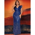 thumbnail image 2 of AURA Plus Size Evening Dress Deep V Neck Sequin Slim Fit Party Long Skirt 0XL-4XL, 2 of 3