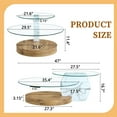 thumbnail image 5 of Noble House 47" Contemporary Double-Layer Coffee Table, Marble & Tempered Glass Table Top, Wood Grain Base, White, 5 of 9